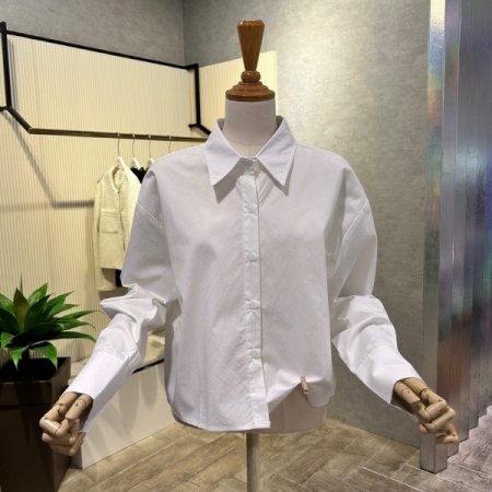 언발 크롭 카라 셔츠