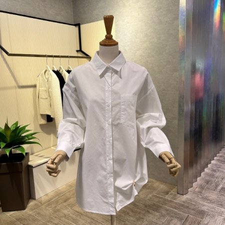 언발 박시 카라 셔츠