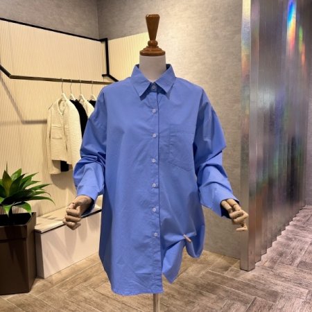 언발 박시 카라 셔츠