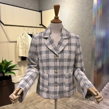 체크 패턴 크롭 자켓