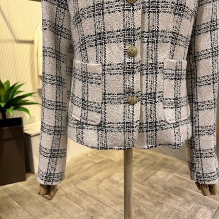 체크 패턴 크롭 자켓