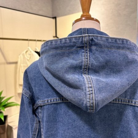 크롭 후드 데님 자켓