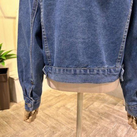 크롭 후드 데님 자켓