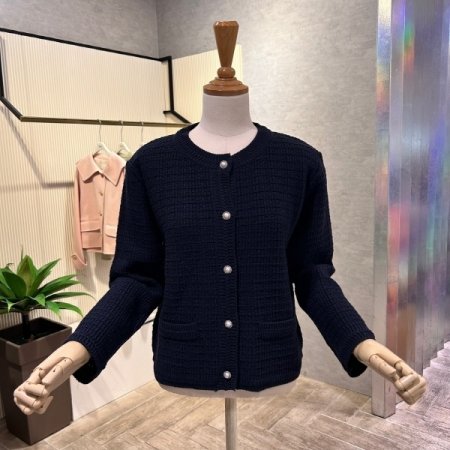 라운드 진주 단추 가디건