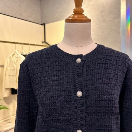 라운드 진주 단추 가디건