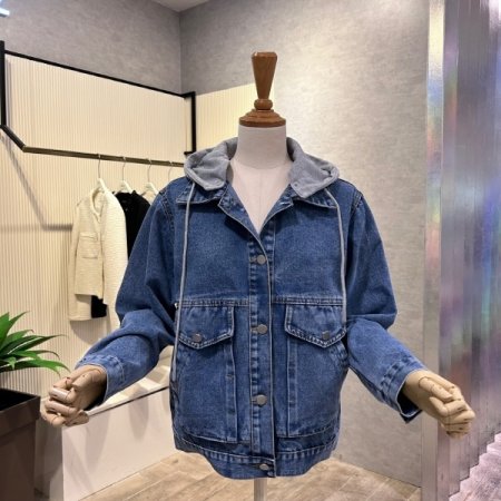 후드 포켓 데님 자켓