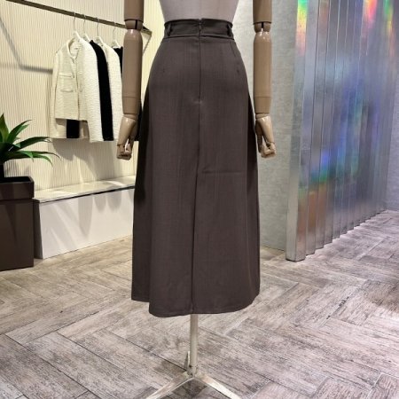 다트 플리츠 롱 스커트