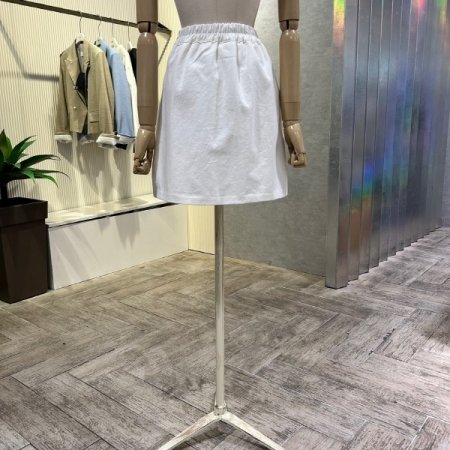 백 밴딩 면 미니 스커트