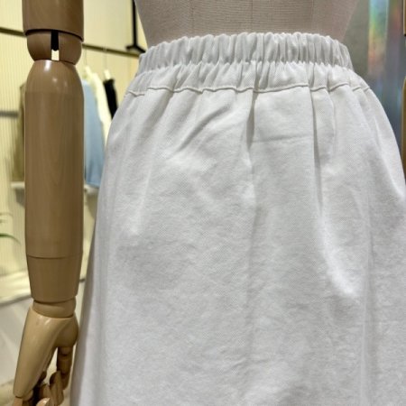 백 밴딩 면 미니 스커트