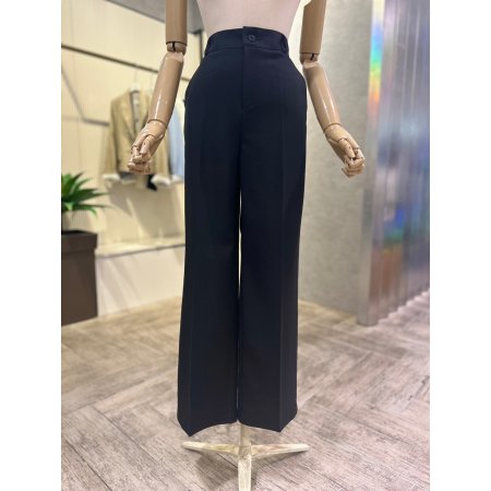백 밴딩 와이드 일자 팬츠