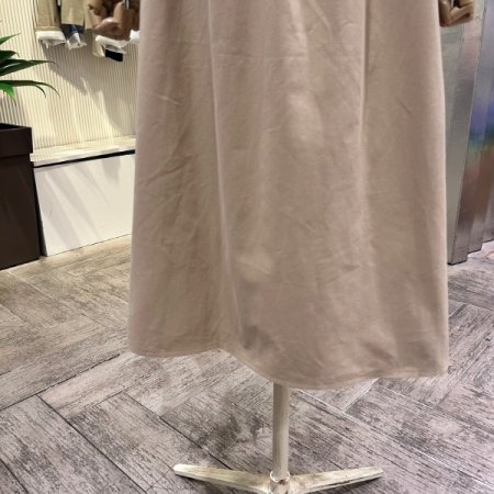 백 밴딩 원턱 면 롱 스커트