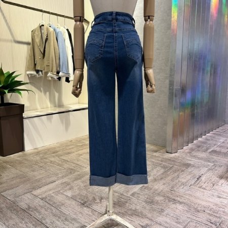 롤업 워싱 데님 팬츠