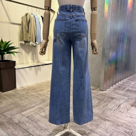 속 밴딩 워싱 일자 데님 팬츠