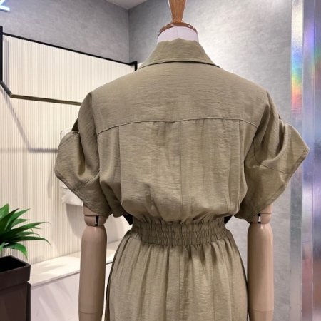 밴딩 레이어드 카라 롱 원피스