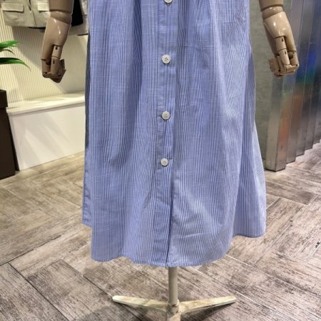 세일러 카라 단추 롱 원피스