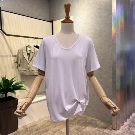 U넥 심플 티셔츠