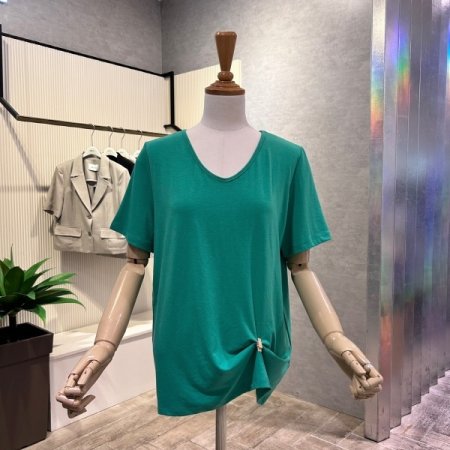 U넥 심플 티셔츠