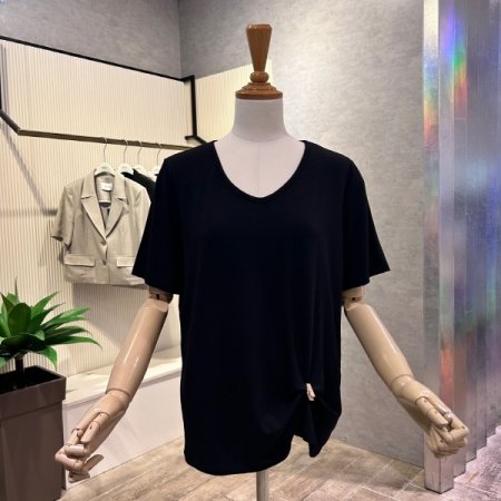 U넥 심플 티셔츠