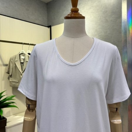 U넥 심플 티셔츠