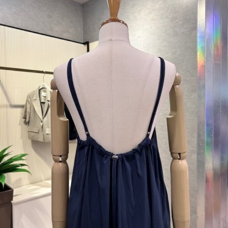 스트랩 백 스트링 롱 원피스