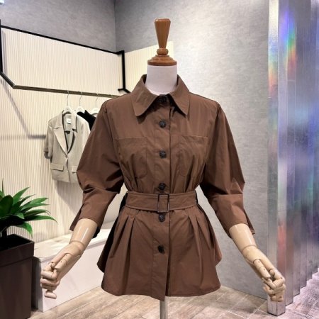 백 밴딩 다트 벨트 블라우스