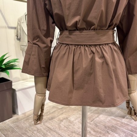 백 밴딩 다트 벨트 블라우스