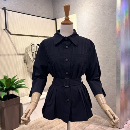 다트 벨트 백 밴딩 블라우스