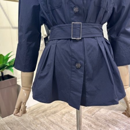 다트 벨트 백 밴딩 블라우스