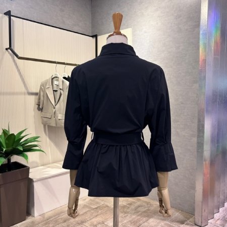 다트 벨트 백 밴딩 블라우스