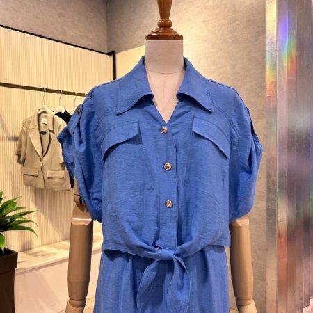 레이어드 카라 밴딩 롱 원피스