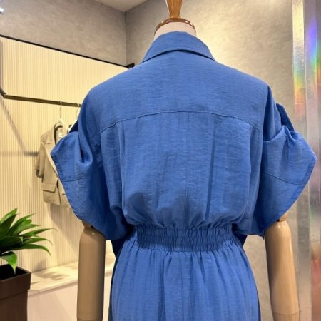 레이어드 카라 밴딩 롱 원피스