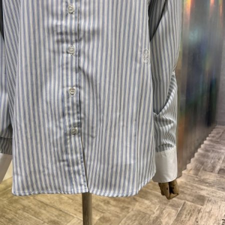 배색 카라 스트라이프 셔트