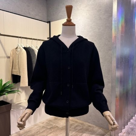 니트 후드 가디건