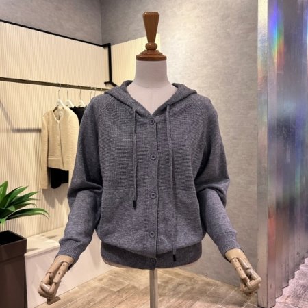 니트 후드 가디건