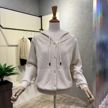 니트 후드 가디건