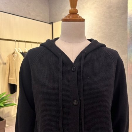 니트 후드 가디건