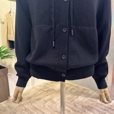 니트 후드 가디건