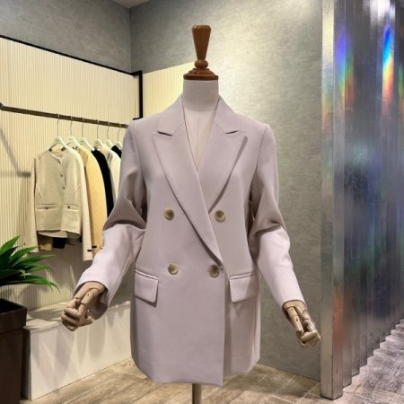 레터링 배색 뒤트임 더블 재킷