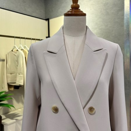 레터링 배색 뒤트임 더블 재킷