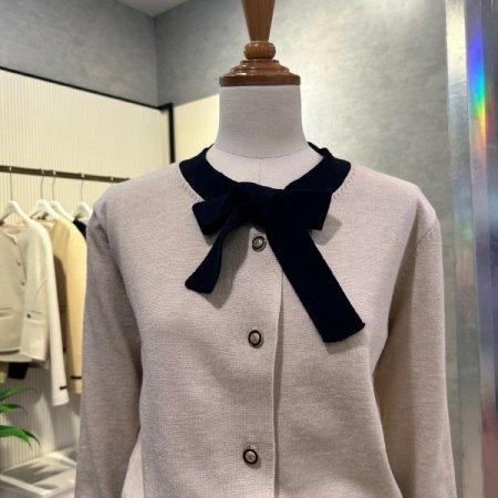 리본넥 단추 볼레로 가디건