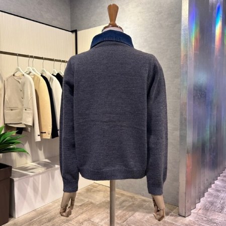 데님 카라 레이어드 가디건