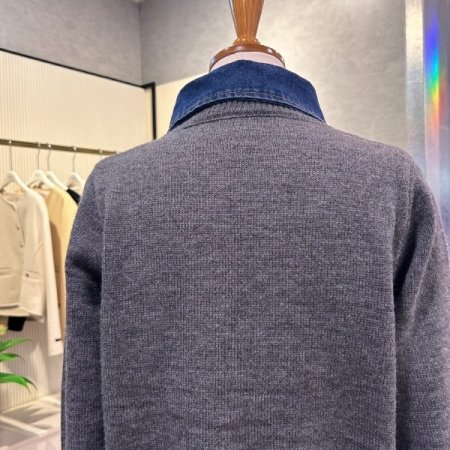 데님 카라 레이어드 가디건