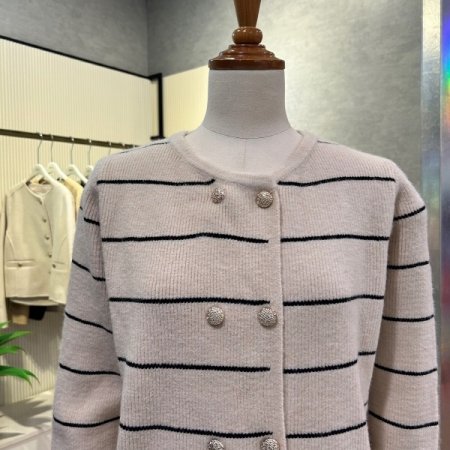 더블 배색 라인 가디건