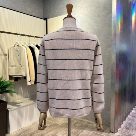 더블 배색 라인 가디건