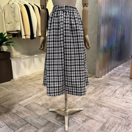 백 밴딩 쟈가드 패턴 롱 스커트