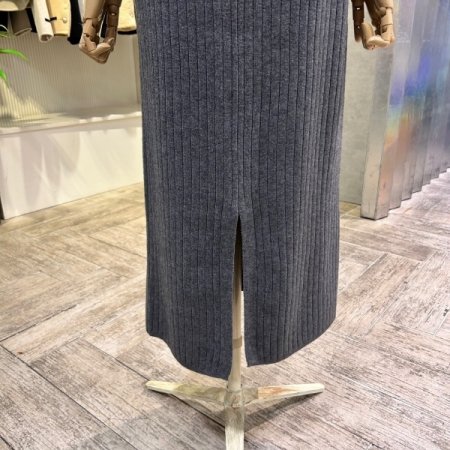 밴딩 벨티드 포켓 니트 롱 스커트