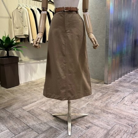 벨트 셋트 면 롱 스커트