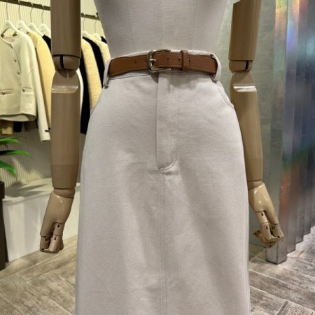 벨트 셋트 면 롱 스커트