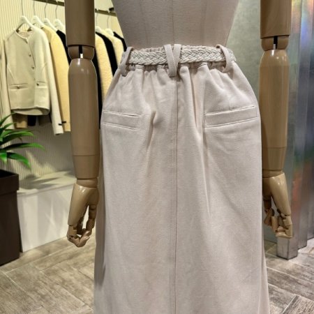 벨트 셋트 면 롱 스커트