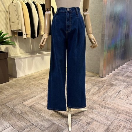 백 밴딩 원턱 일자 데님 팬츠